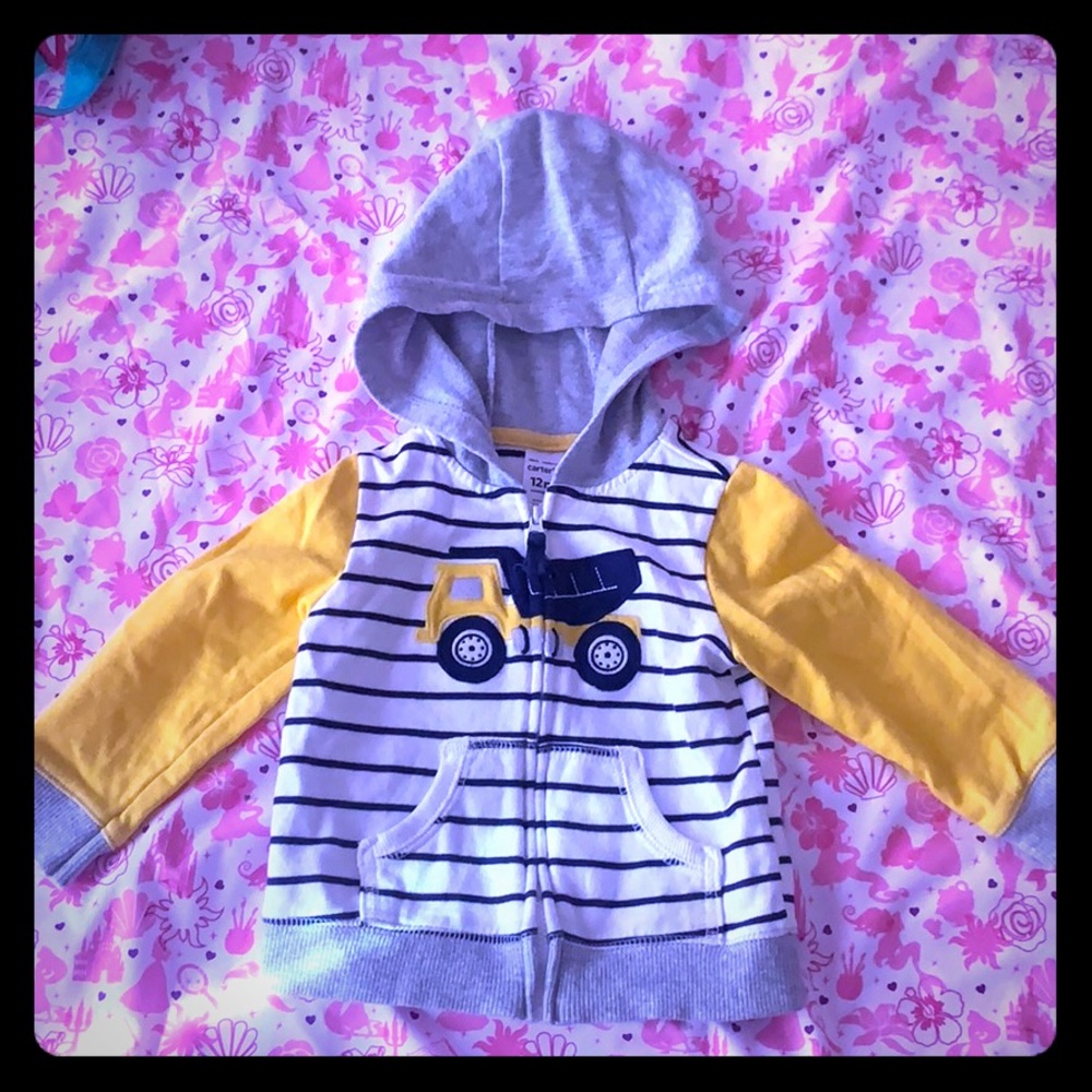 NWOT Carter’s 12M Boys Truck Yellow Jacket Hood